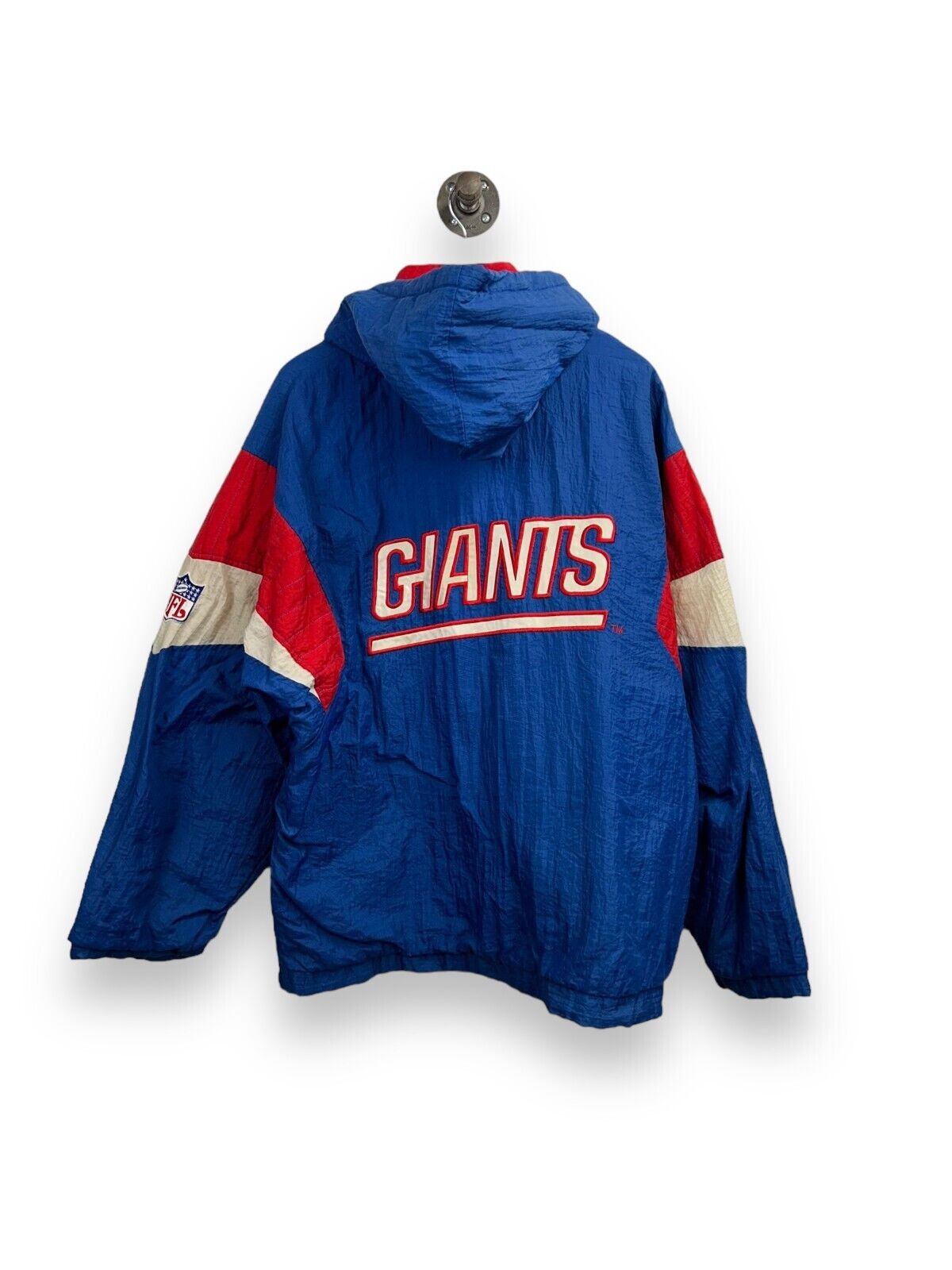 Vintage 90s New York Giants NFL Insulated Half Zip Starter Pullover Jacket Sz L