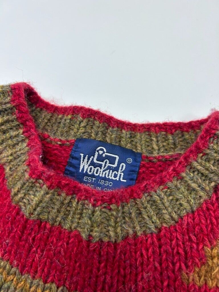 Vintage 90s Woolrich Abstract Print Heavyweight Knit Sweater Size Large