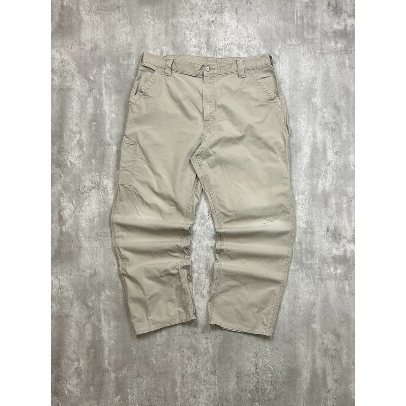 Vintage Carhartt Canvas Workwear Beige Carpenter Pants Size 37