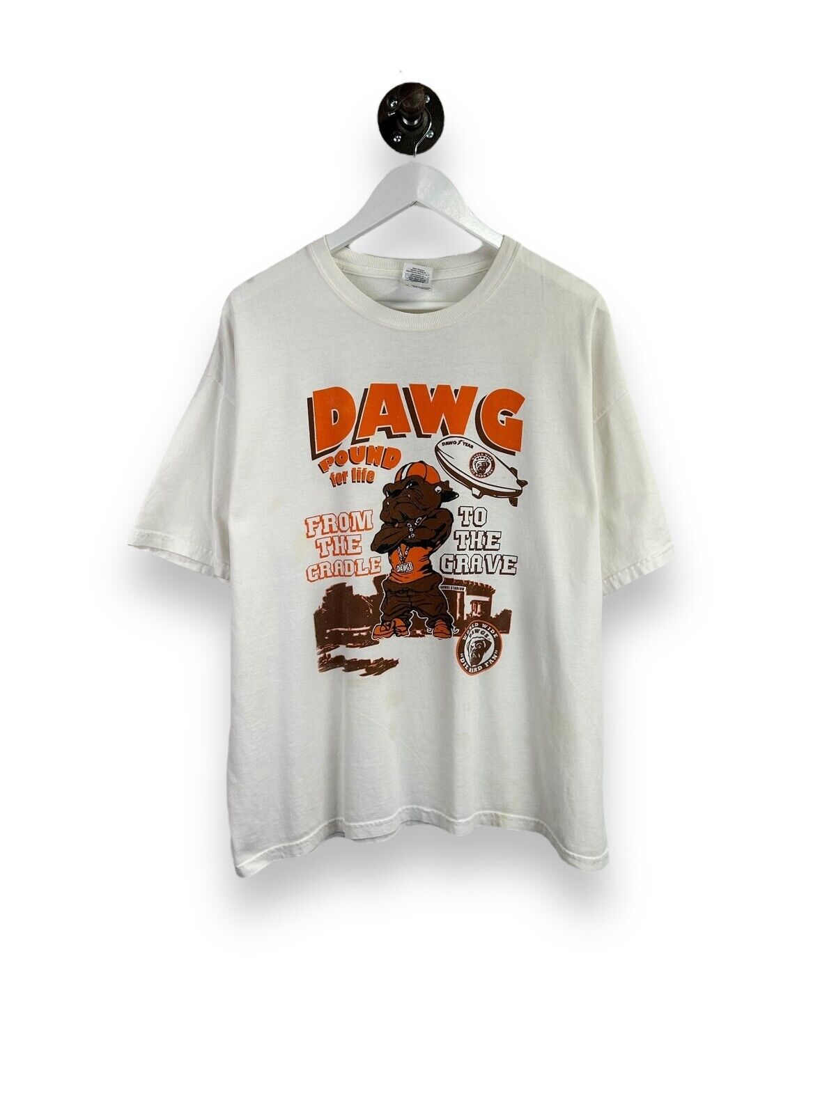 Vintage Cleveland Browns NFL Dawg Pound For Life Graphic Football T-Shirt Sz XL