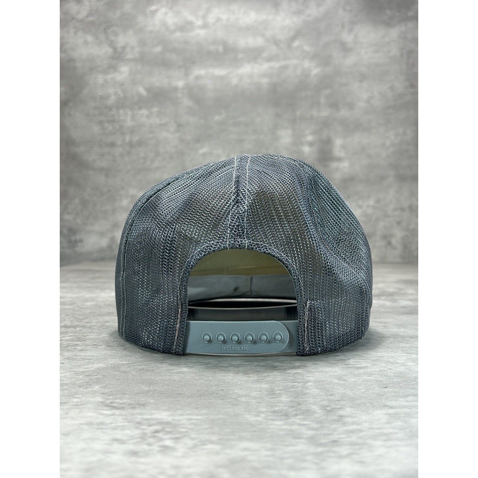 Vintage 90s Bass Angler Fishing Spellout Graphic Trucker Snapback Hat OSFA