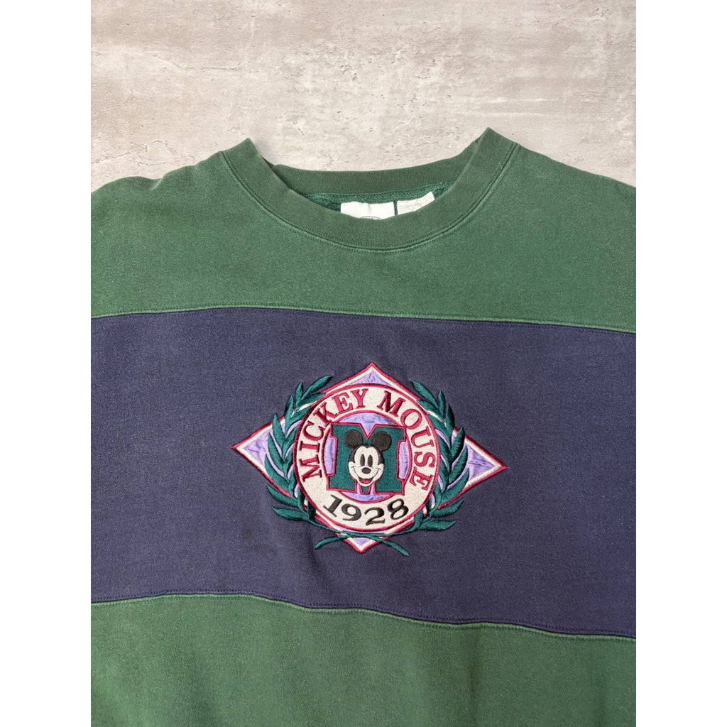 Vintage 90s Disney Mickey Mouse 1928 Embroidered Crest Sweatshirt Size XL