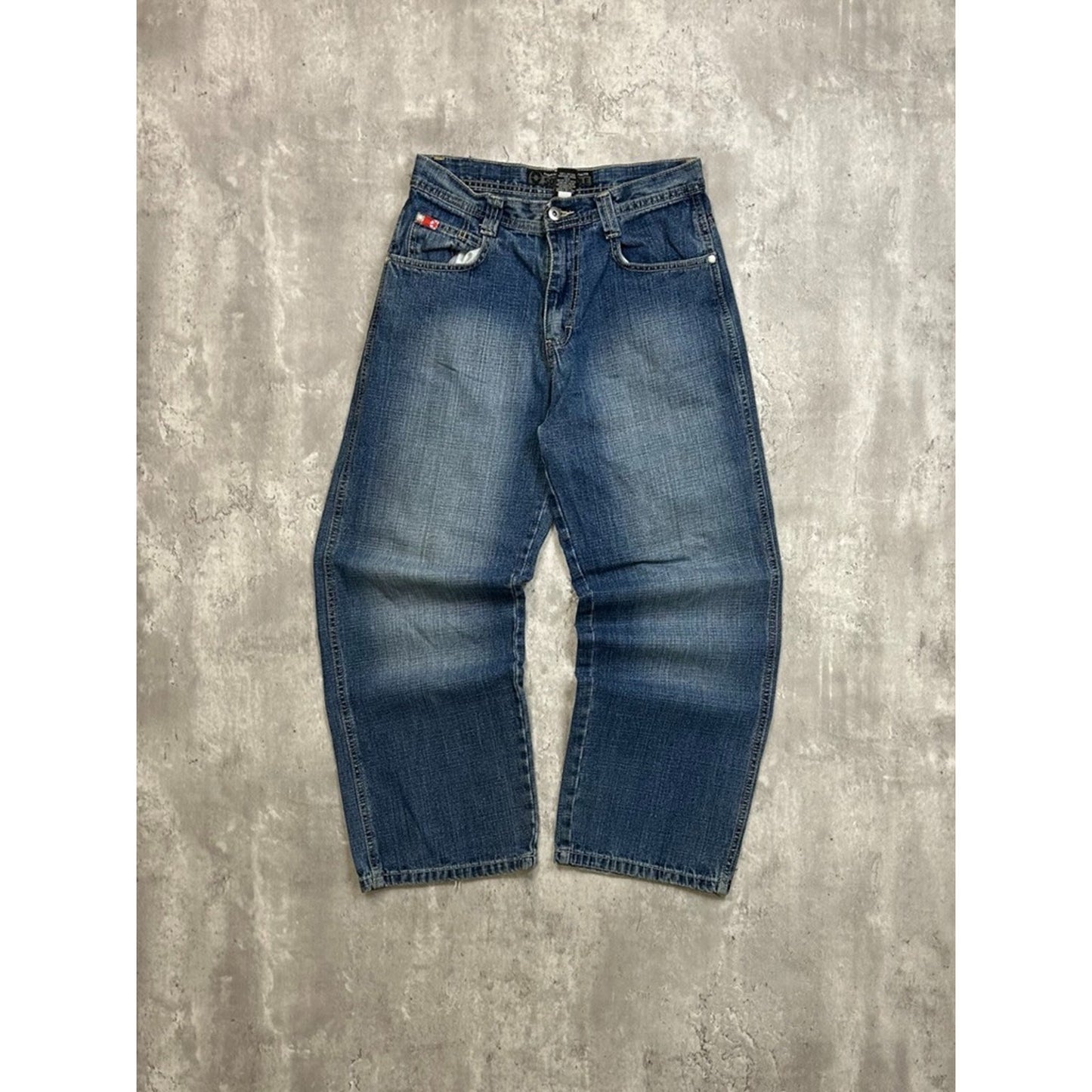 Vintage Women's Y2K Southpole Dark Wash Faded Baggy Fit Denim Pants Size 29