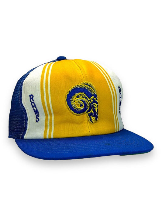 Vintage 80s Los Angeles Rams NFL Embroidered Trucker Style Snapback Hat OSFA