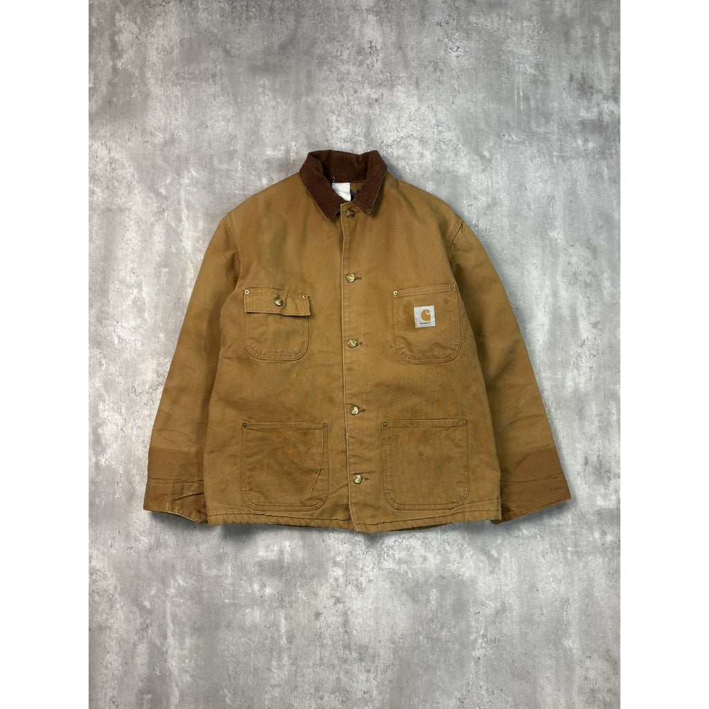 VTG 90s Carhartt Blanket Lined Canvas Workwear Chore Barn Coat Jacket Size Large