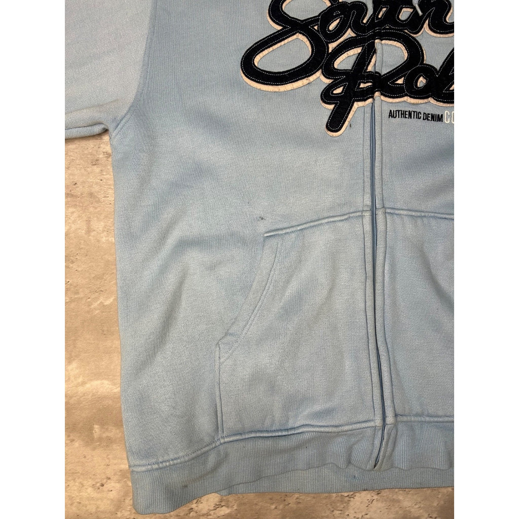 Vintage Y2K South Pole Embroidered Spellout Full Zip Hooded Sweatshirt Size XL