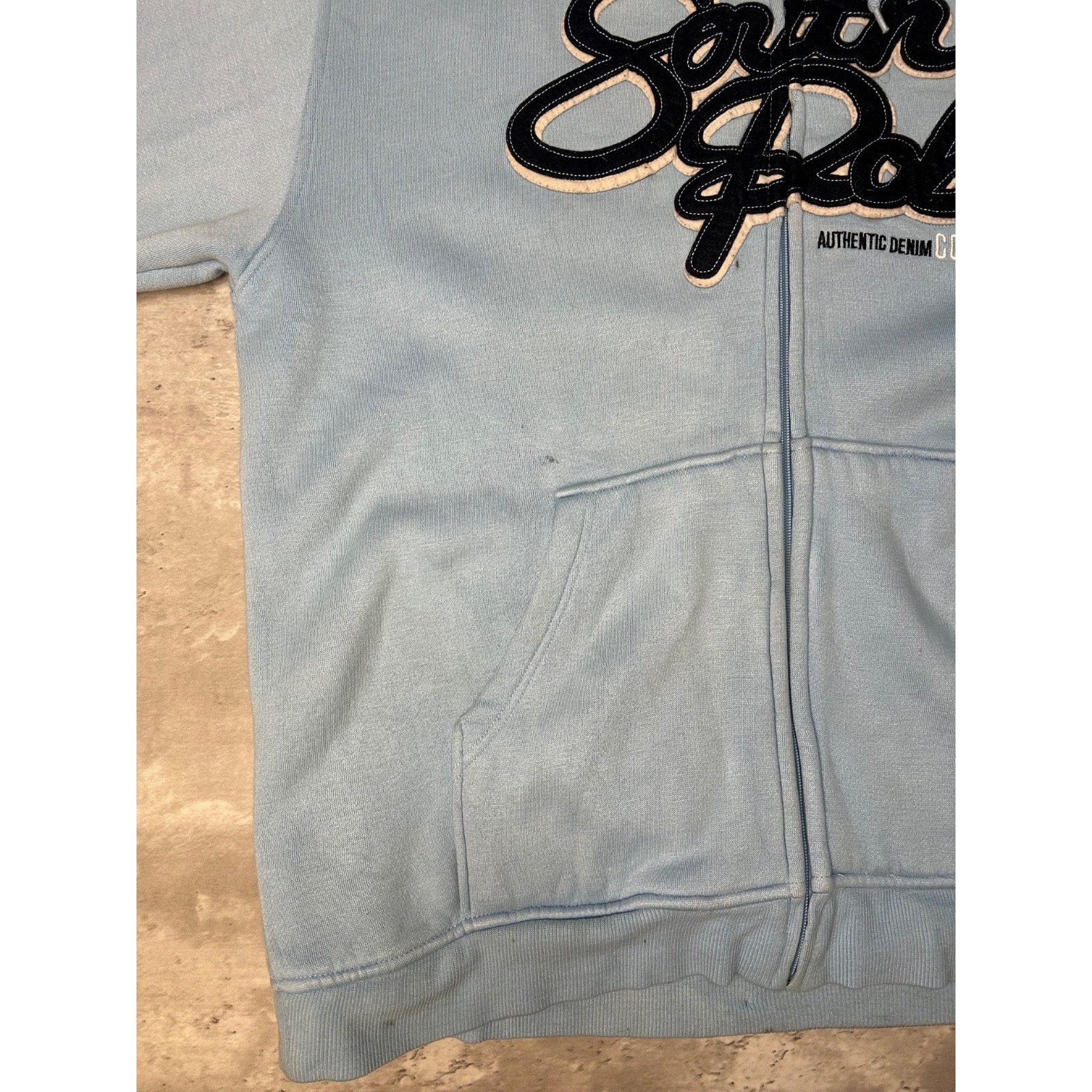 Vintage Y2K South Pole Embroidered Spellout Full Zip Hooded Sweatshirt Size XL