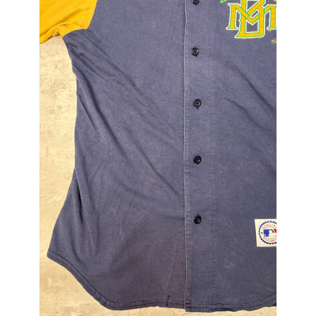 Vintage 90s Milwaukee Brewers MLB Graphic Logo Baseball Jersey Size Medium