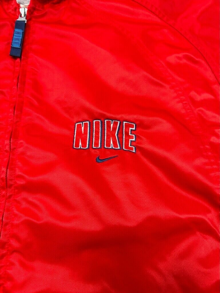 Vintage 90s Nike Embroidered Logo Full Zip Nylon Jacket Size Small Red