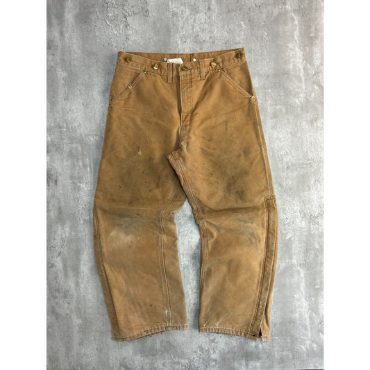 Vintage 90s Carhartt Insulated Canvas Workwear Carpenter Pants Size 33 Beige