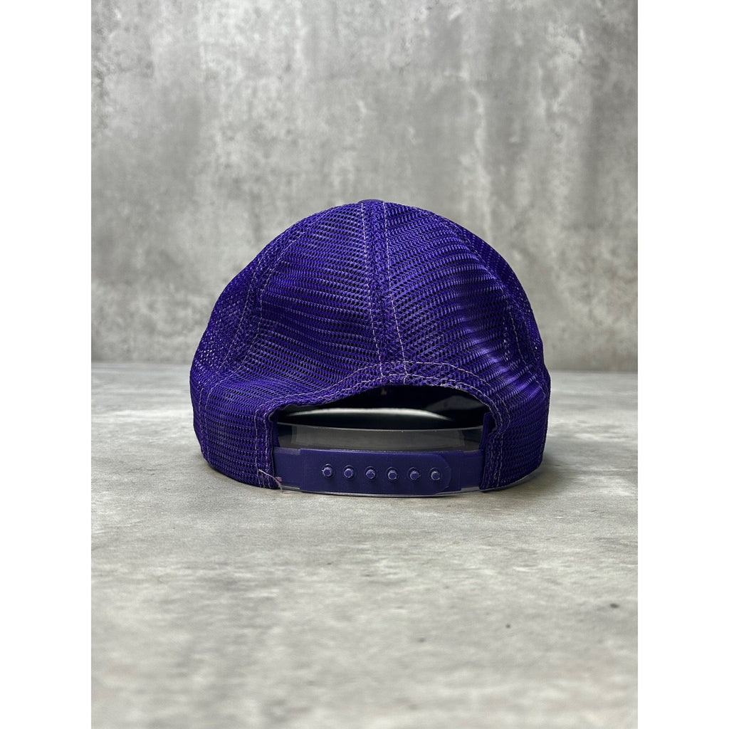 Vintage 80s SJ Graphic Two Tone Trucker Yellow/Purple Snapback Hat OSFA