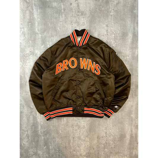 Vintage 90s Cleveland Browns NFL Starter Satin Bomber Jacket Size Large