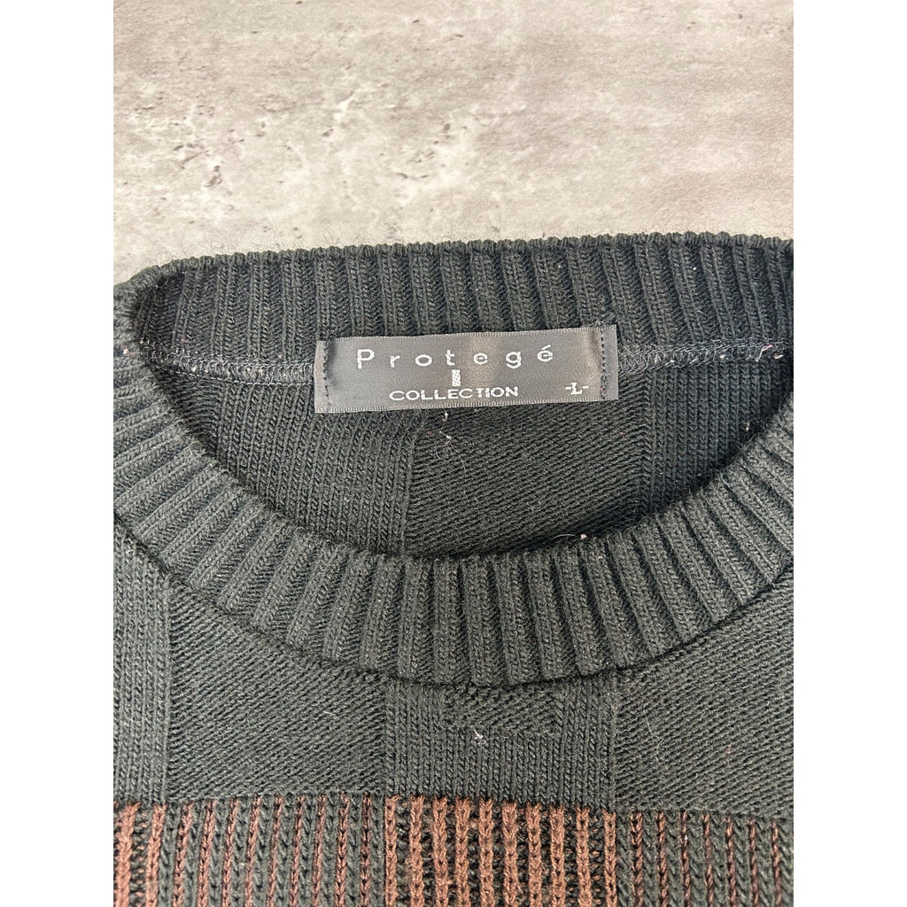 Vintage 90s Protege Abstract Striped Pullover Knit Sweater Size Large