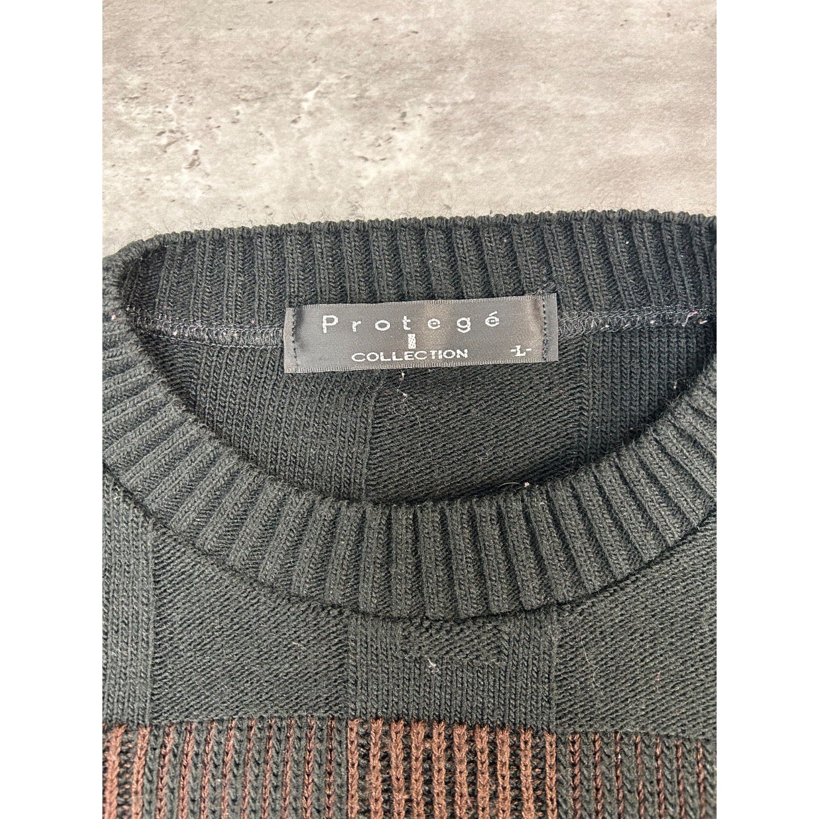 Vintage 90s Protege Abstract Striped Pullover Knit Sweater Size Large