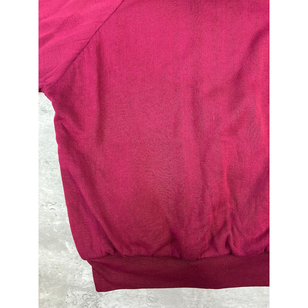 Vintage 80s Thermal Lined Full Zip Hooded Sweatshirt Size Large Maroon