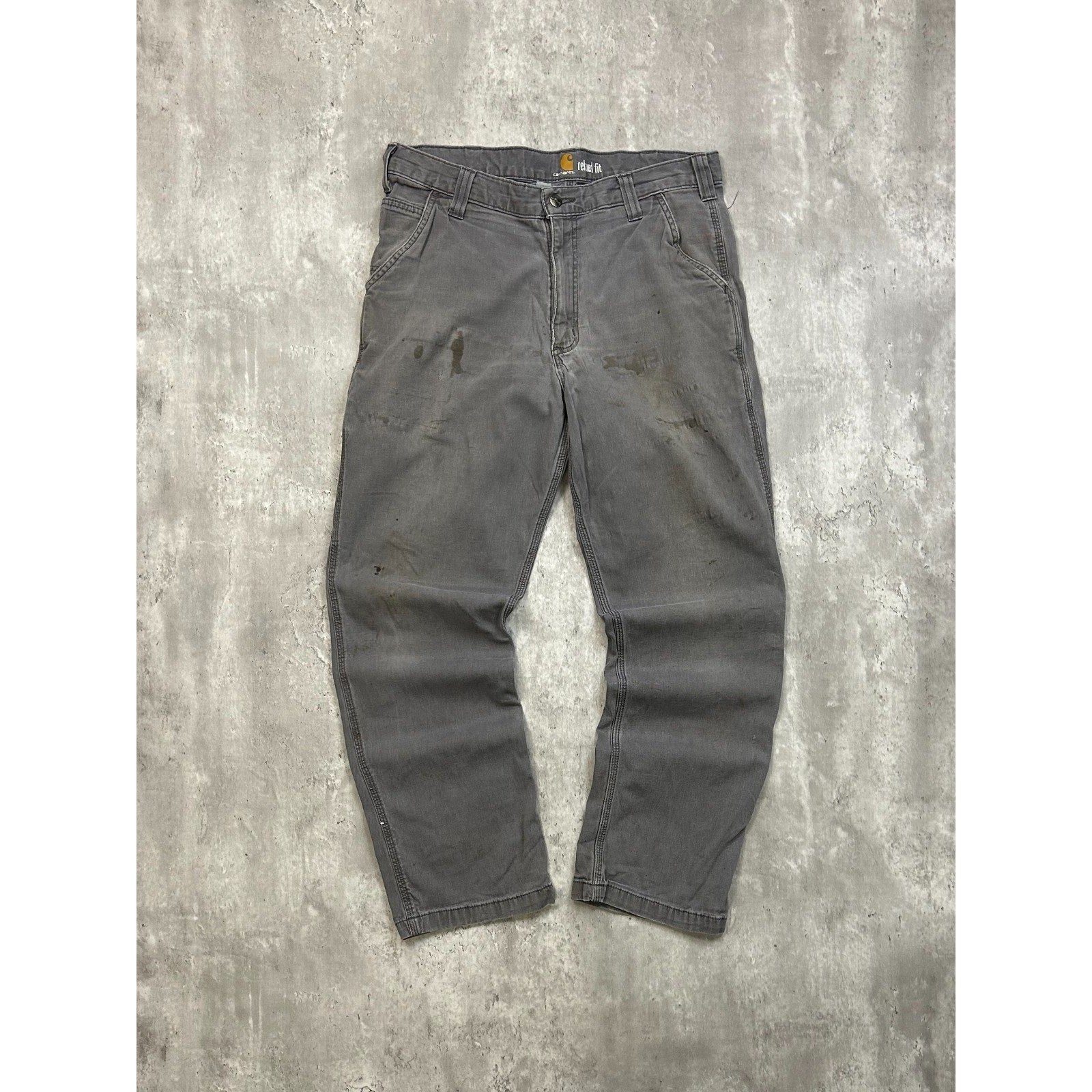 Carhartt Relaxed Fit Canvas Workwear Gray Five Pocket Pants Size 34