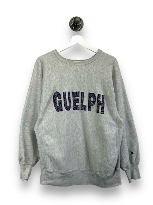 Vintage 90s University Of Guelph Spellout Graphic Champion Sweatshirt Size Large