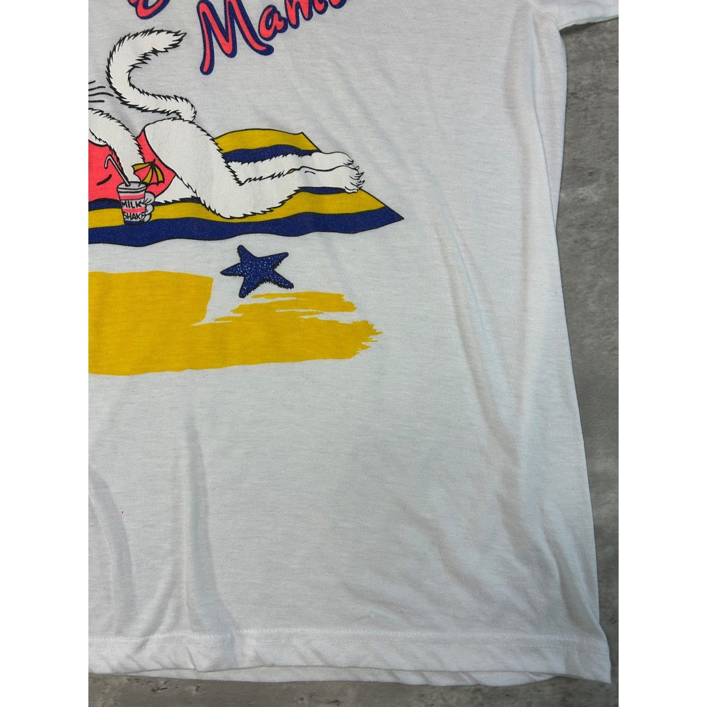 Vintage 80s/90s Bahama Mama Cartoon Cat Beach Graphic T-Shirt Size Large