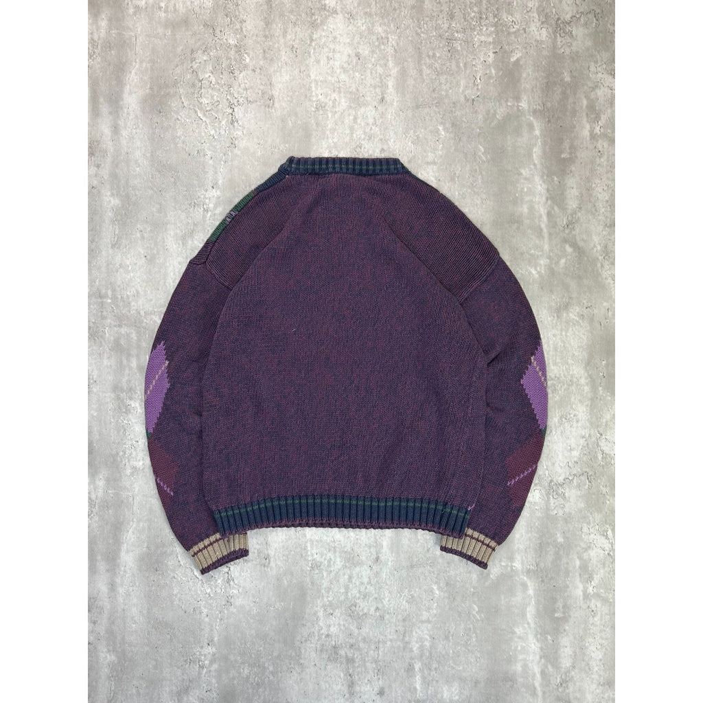 Vintage 90s Bugle Boys Argyle Print Pullover Knit Sweater Size XL