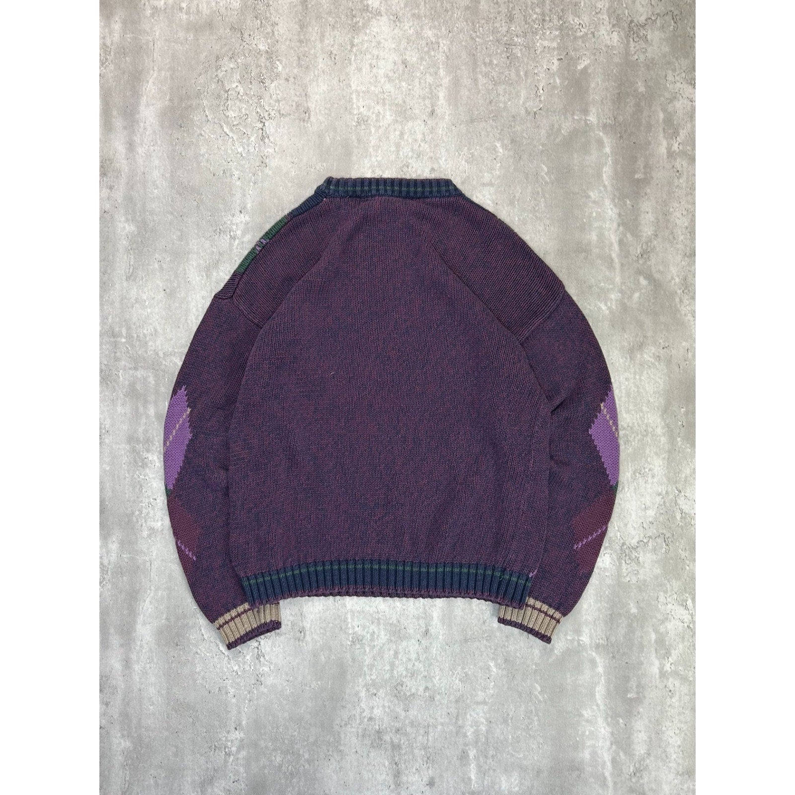 Vintage 90s Bugle Boys Argyle Print Pullover Knit Sweater Size XL