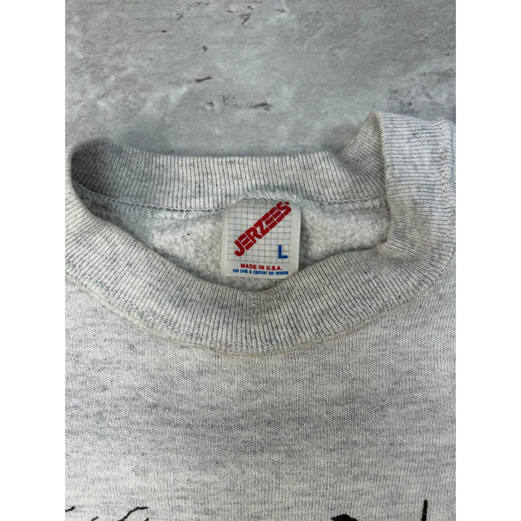 Vintage 90s Grey Wolf Animal Graphic Nature Crewneck Sweatshirt Size Large