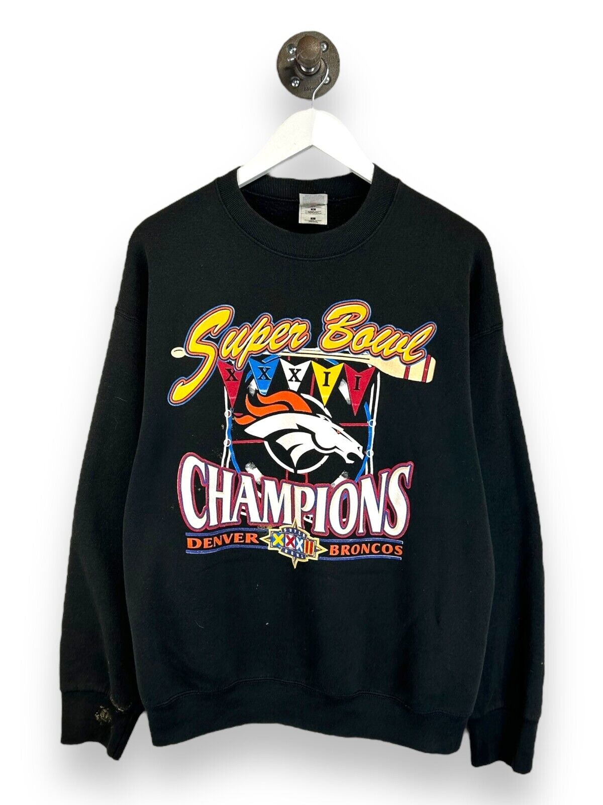 Vintage 90s Denver Broncos NFL Super Bowl XXII Champs Sweatshirt Size Large