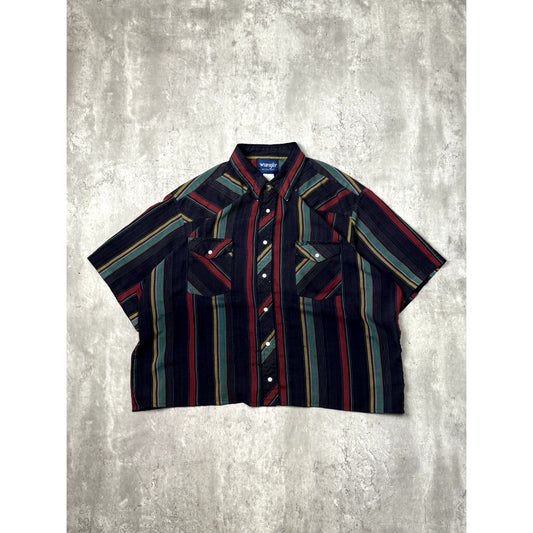 Vintage 80s Wrangler Pearl Snap Reworked Cropped Button Up Shirt Size 2XL