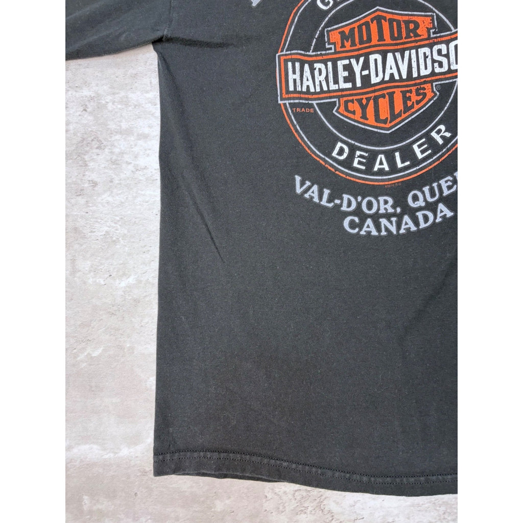 Harley Davidson Flaming Chrome Skull Graphic Long Sleeve T-Shirt Size Medium