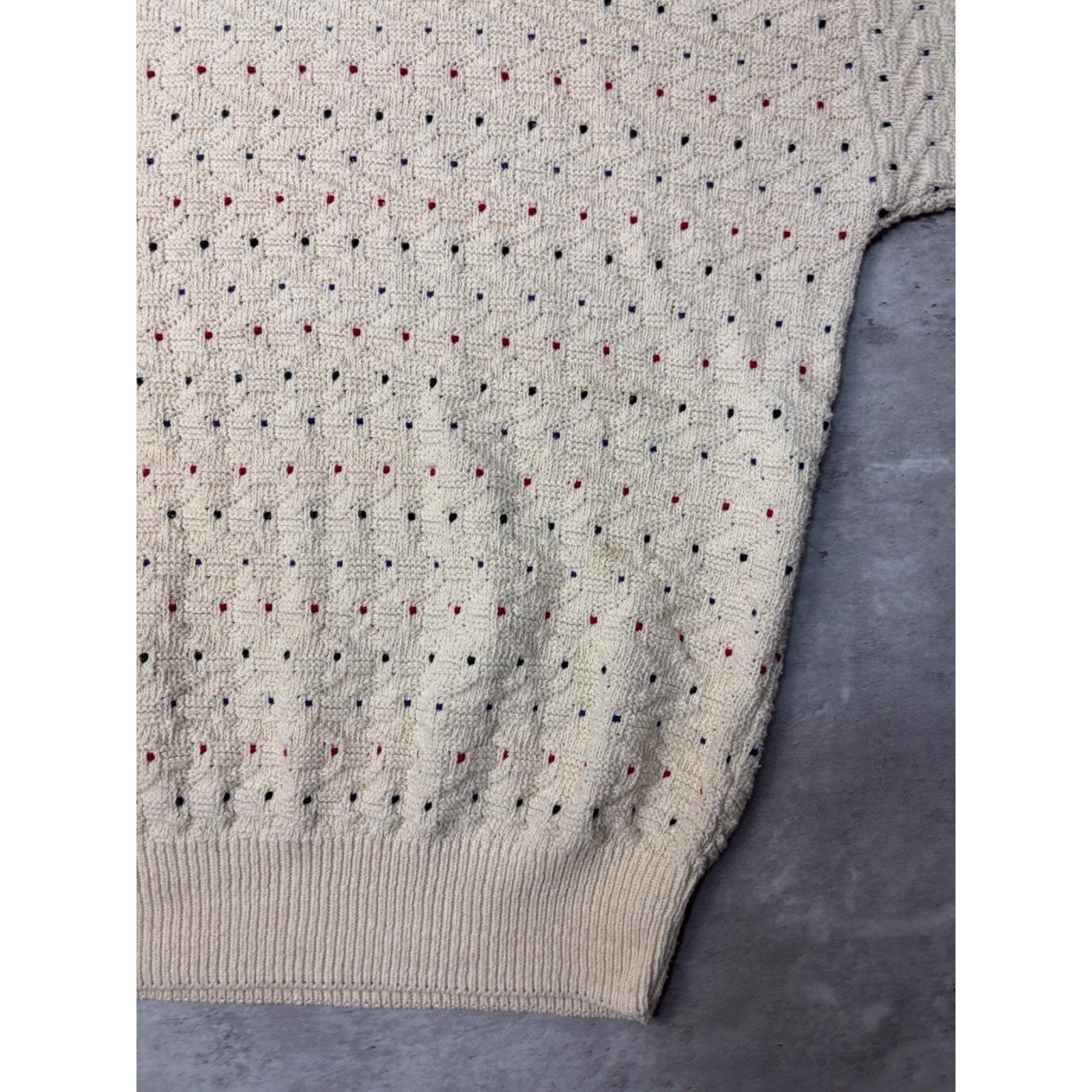 Vintage J.G. Hook Polka Dot Textured Knit Sweater Size Large