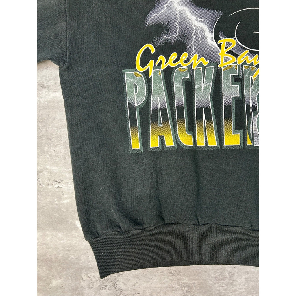 1995 Green Bay Packers NFL Lightning Spellout Graphic Sweatshirt Size Large
