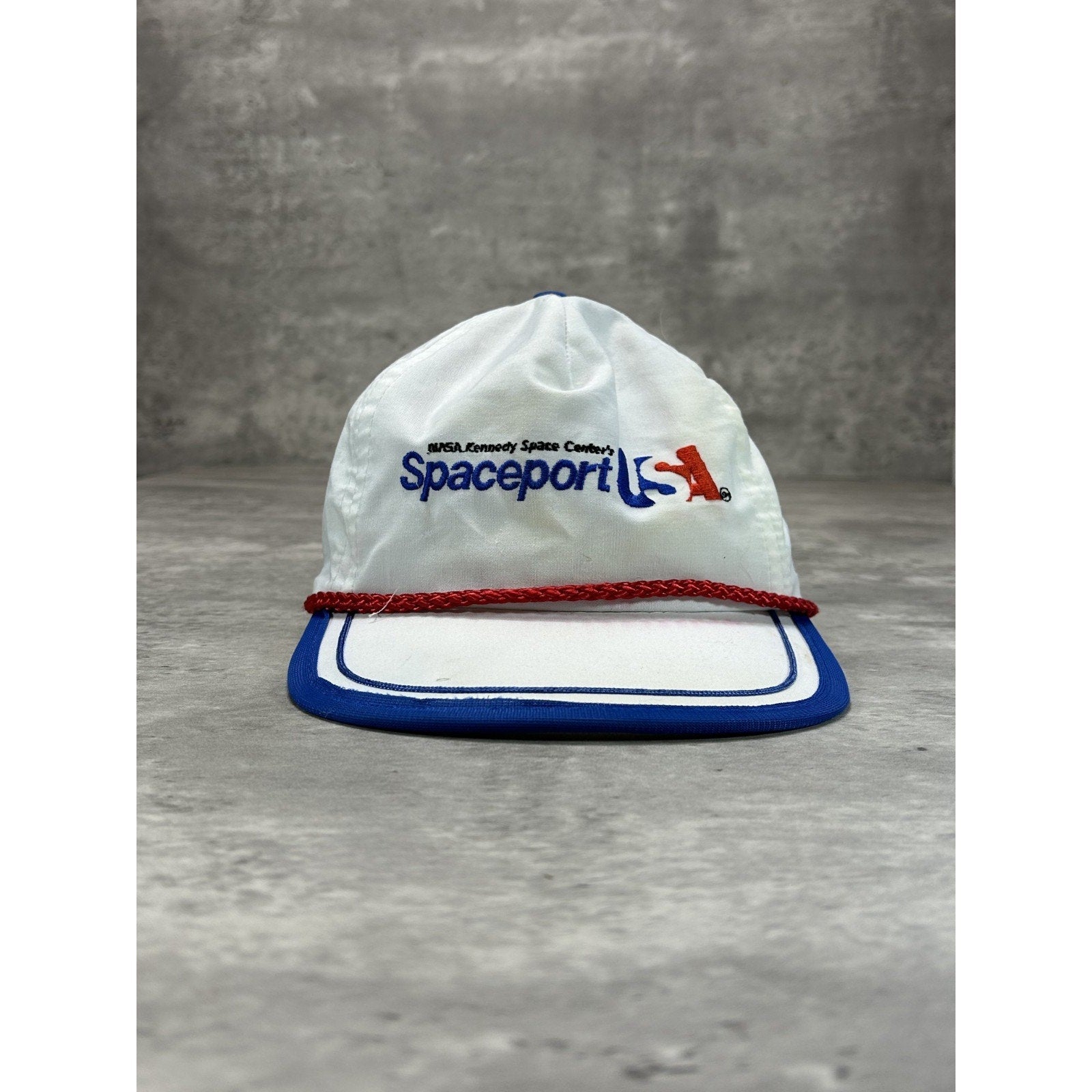 Vintage 90s NASA Kennedy Space Center Space Port Embroidered Strapback Hat OSFA
