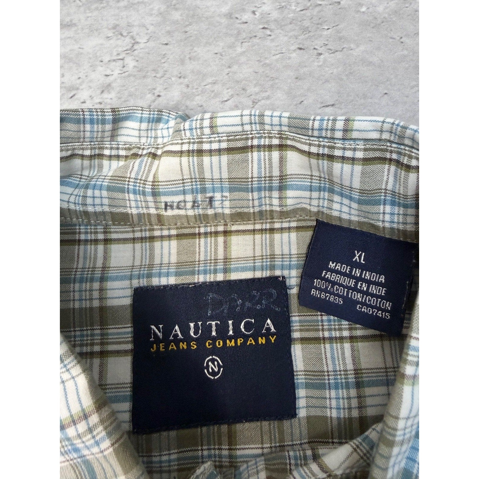 Vintage Nautica Single Pocket Plaid Cropped Button Up Shirt Size XL