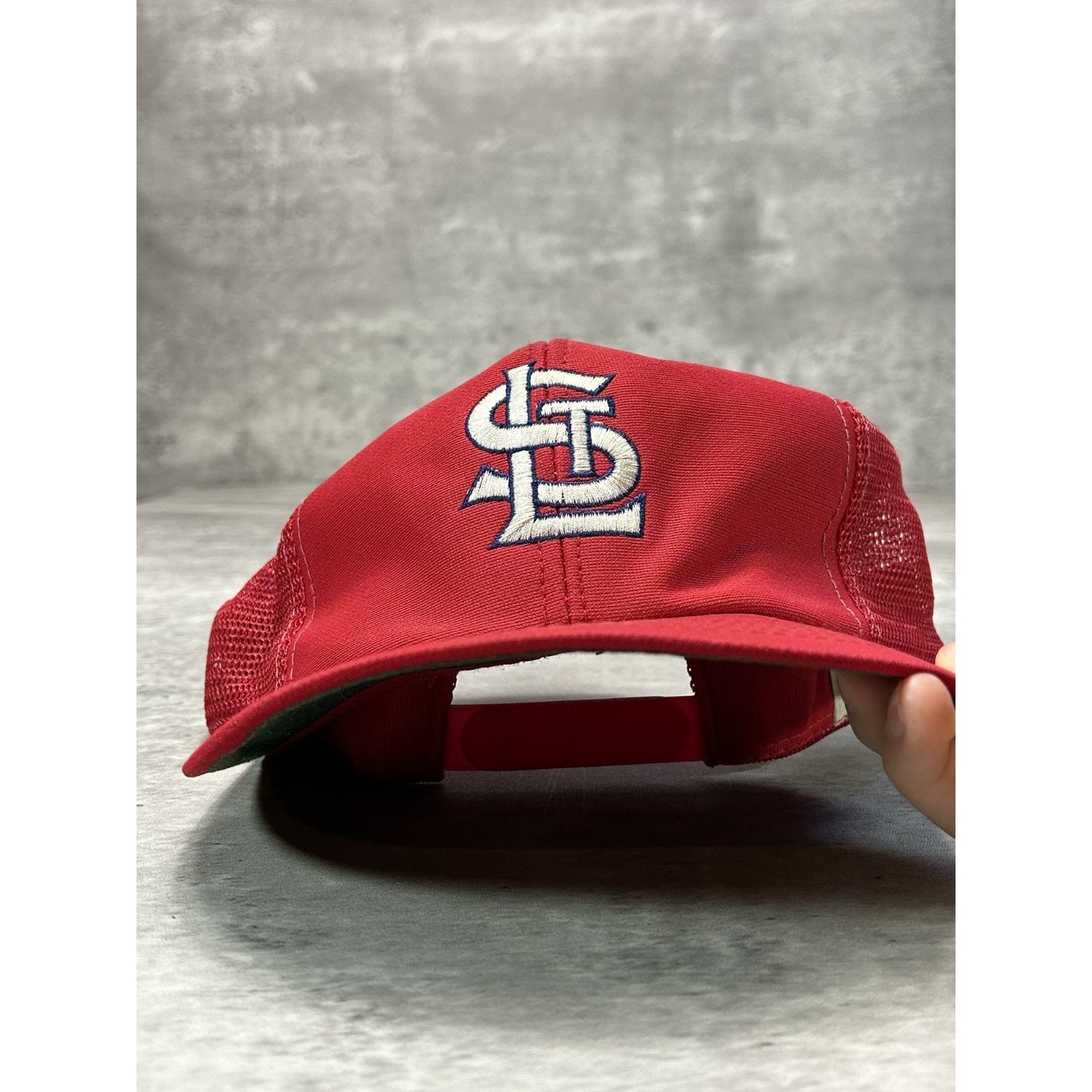 Vintage 90s St Louis Cardinals MLB Embroidered Logo Trucker Snapback Hat Sz M/L