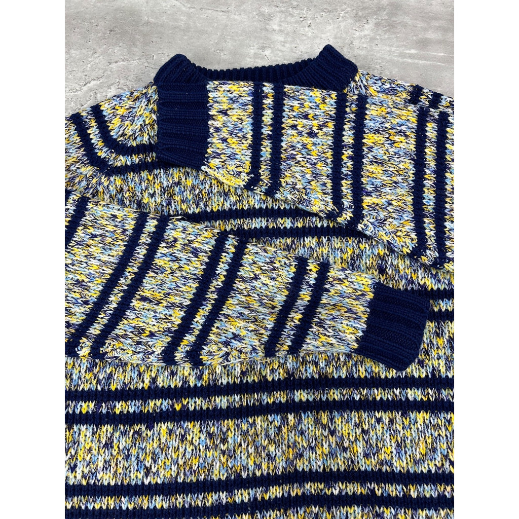 Vintage Abstract Striped Pullover Ribbed Knit Sweater Size Medium