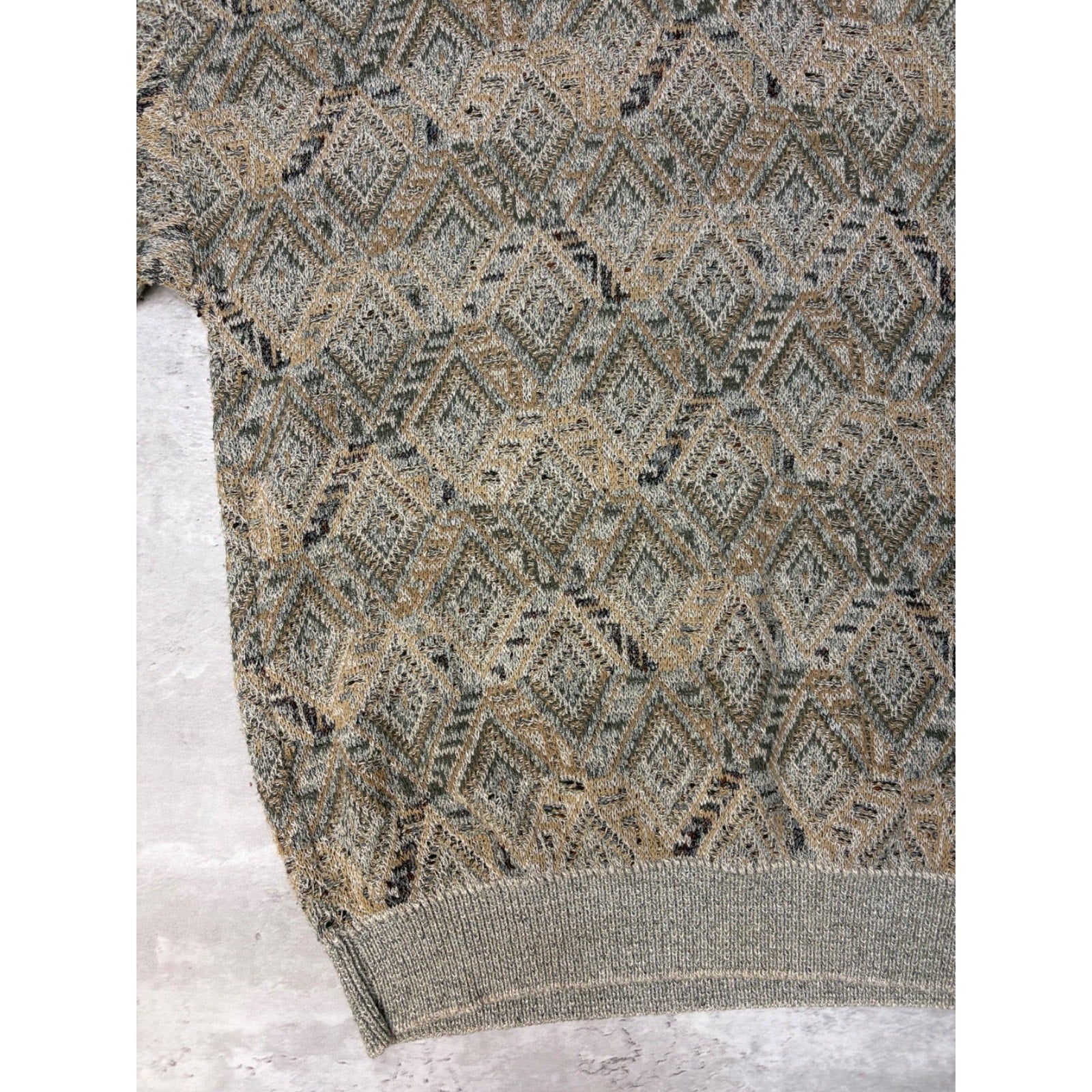 Vintage 90s TSR Diamond Print Collared Pullover Knit Sweater Size XL