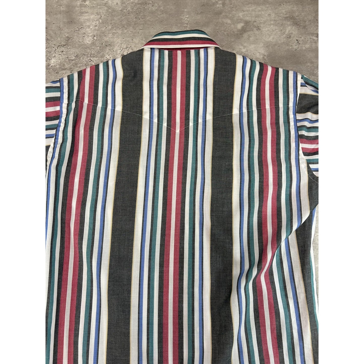 Vintage 80s Wrangler Pearl Snap Striped Long Sleeve Button Up Shirt Size Large