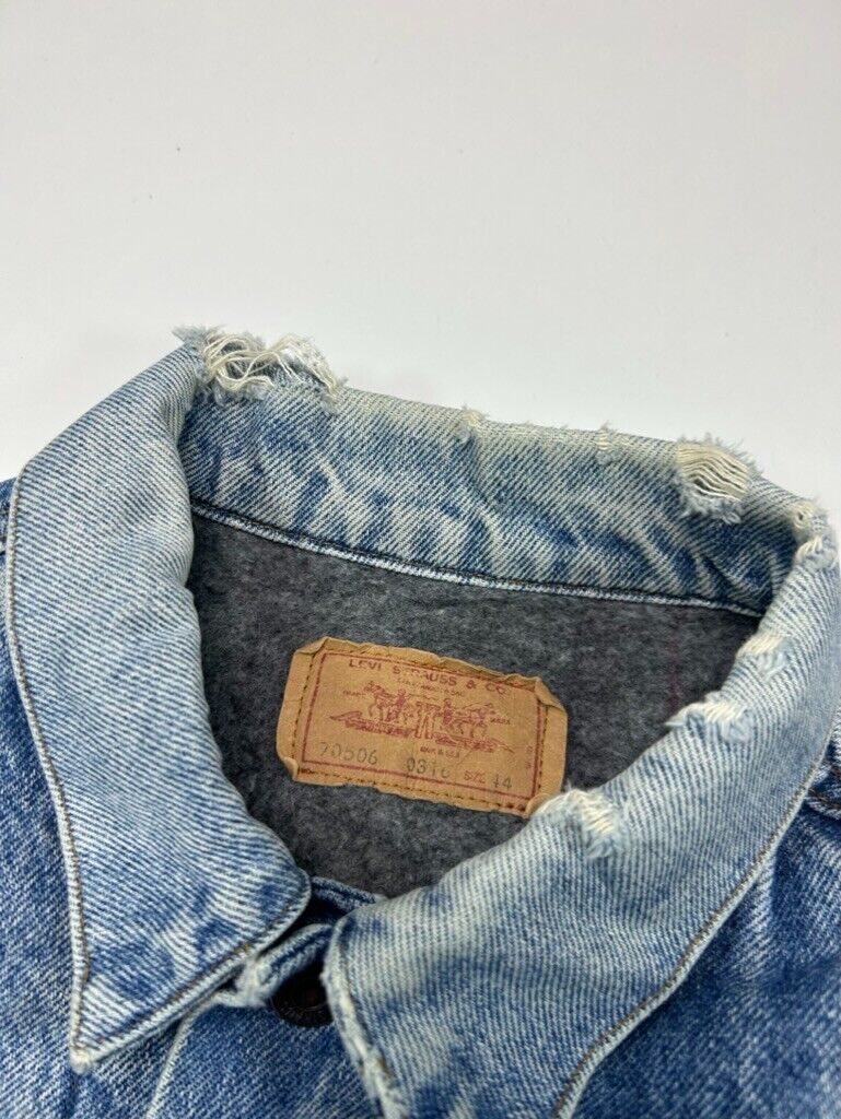 Vintage 90s Levis Red Tab Blanket Lined Denim Trucker Jacket Size Large