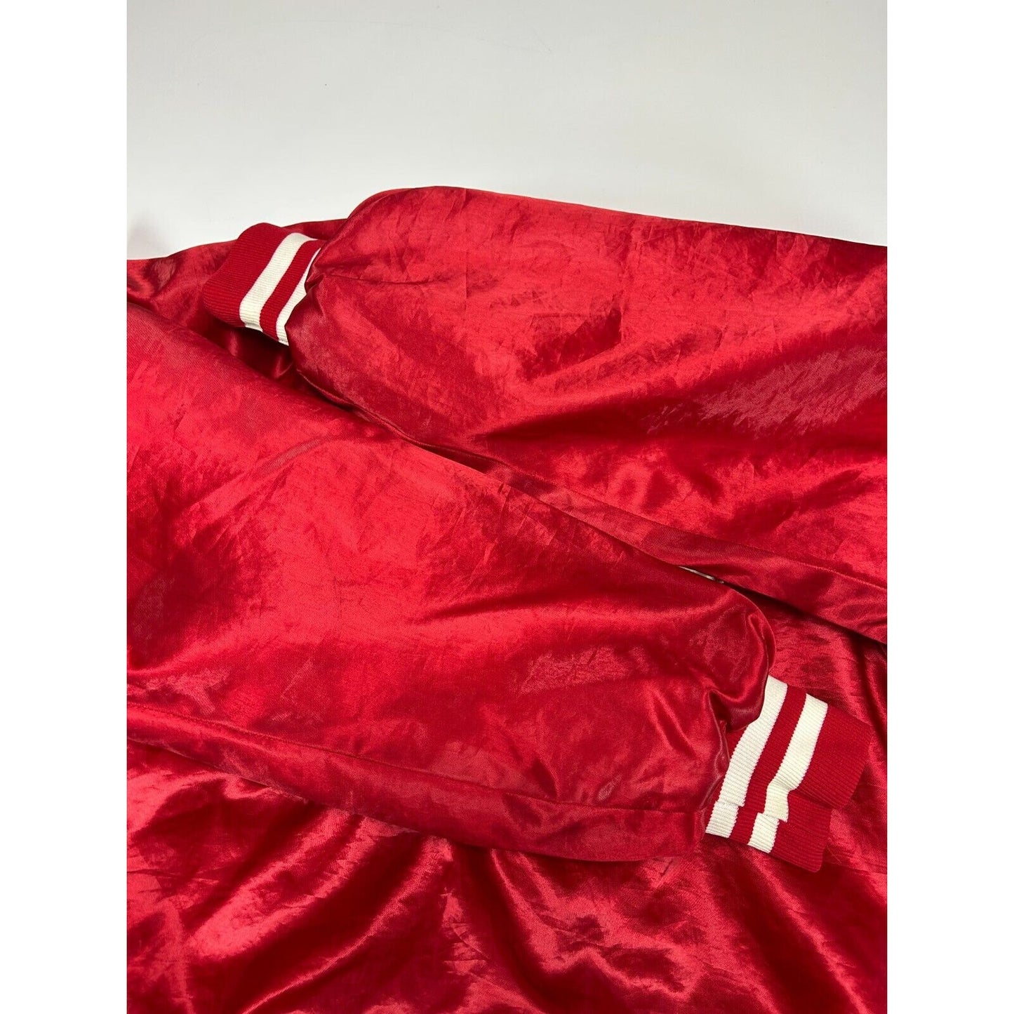 Vintage 80s Indiana Hoosiers NCAA Script Spellout Satin Varsity Jacket Sz Medium