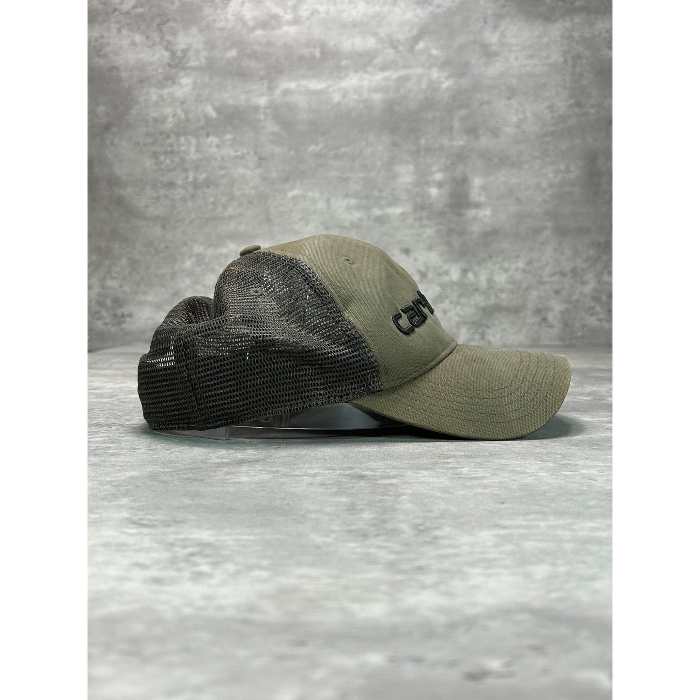 Vintage Carhartt Embroidered Spellout Workwear Trucker Snapback Hat OSFA