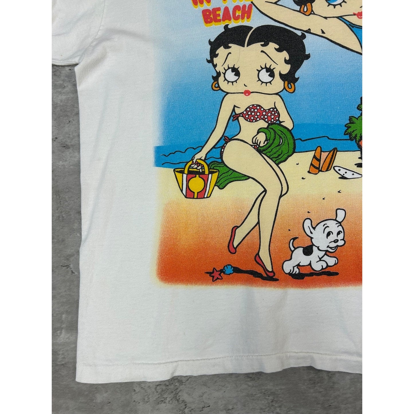Vintage 1998 Betty Boop On The Beach Cartoon Character Graphic T-Shirt Size XL
