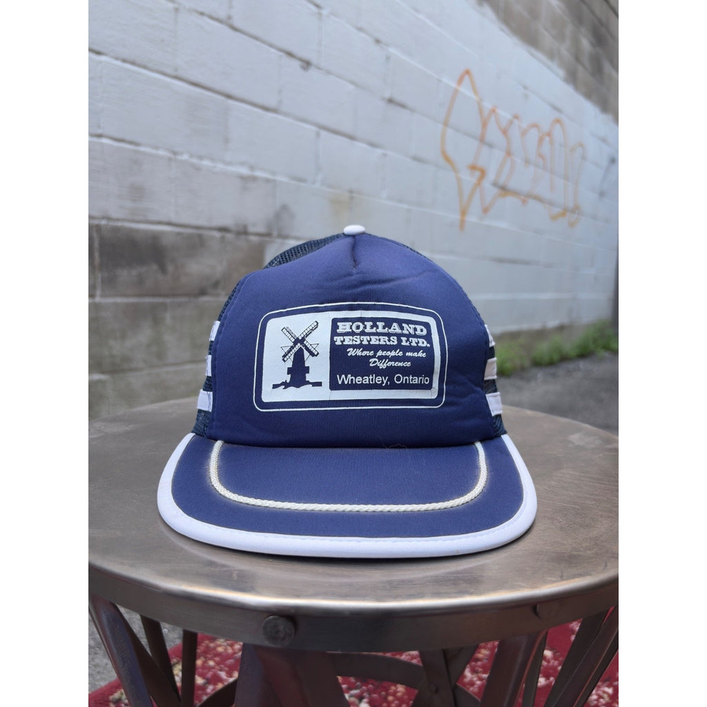 Vintage 80s/90s Holland Testers Wheatley Three Stripe Trucker Snapback Hat OSFA
