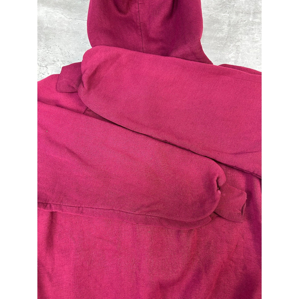 Vintage 80s Thermal Lined Full Zip Hooded Sweatshirt Size Large Maroon