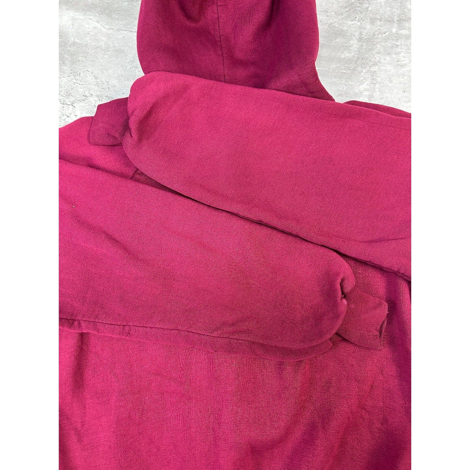 Vintage 80s Thermal Lined Full Zip Hooded Sweatshirt Size Large Maroon