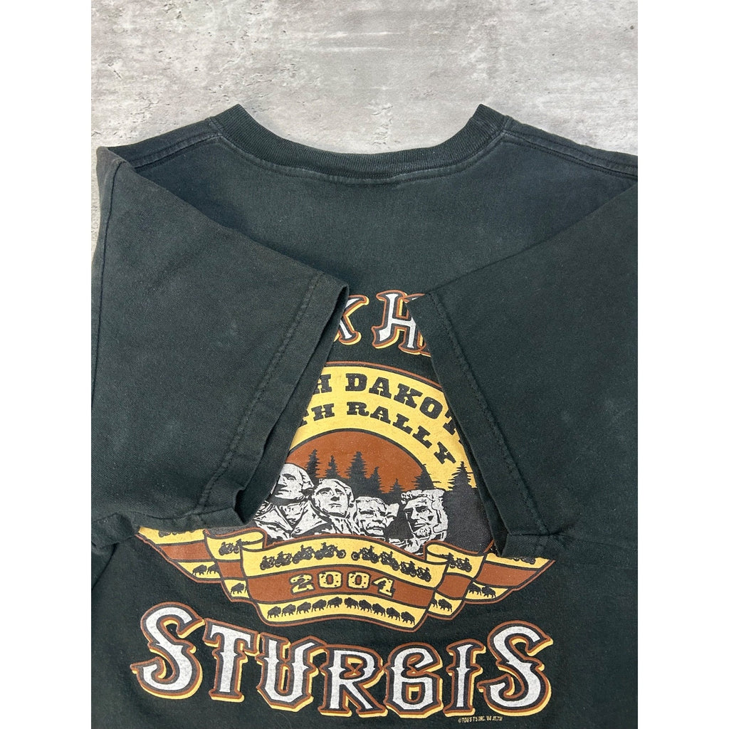 Vintage 2004 Sturgis Black Hills Rally Bike Week Eagle Graphic T-Shirt Sz Medium