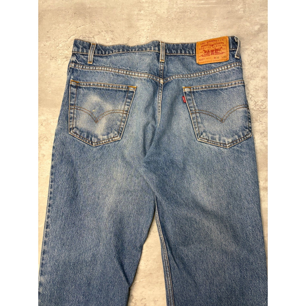 Vintage Levis 517 Red Tab Boot Cut Medium Wash Denim Pants Size 35