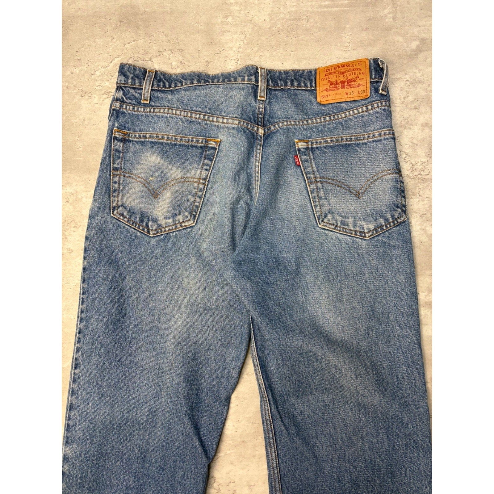 Vintage Levis 517 Red Tab Boot Cut Medium Wash Denim Pants Size 35