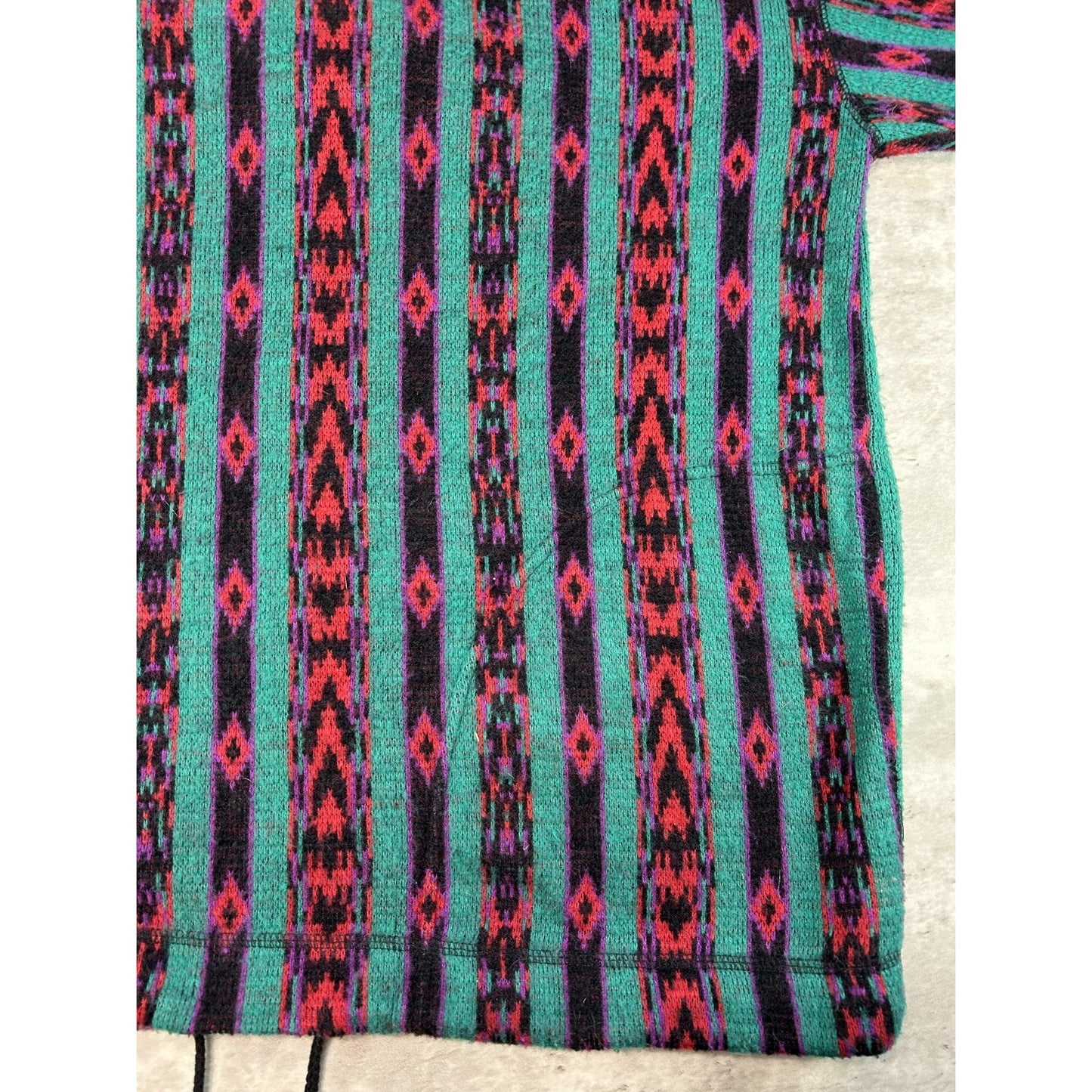 Vintage 90s Denim Express Aztec Striped Print 3/4 Button Sweatshirt Size Large