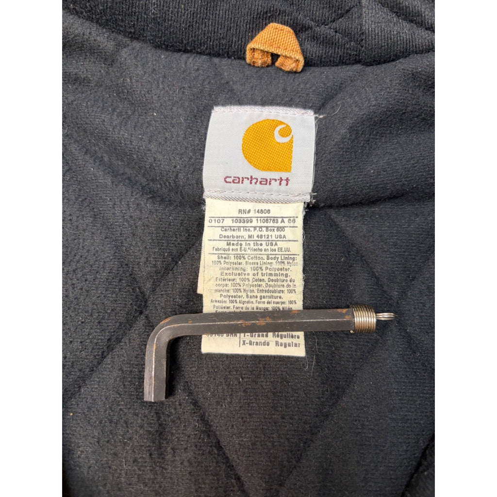 Vintage Carhartt Canvas Workwear Insulated Hooded Active Jacket Sz XL UJ140 BRN