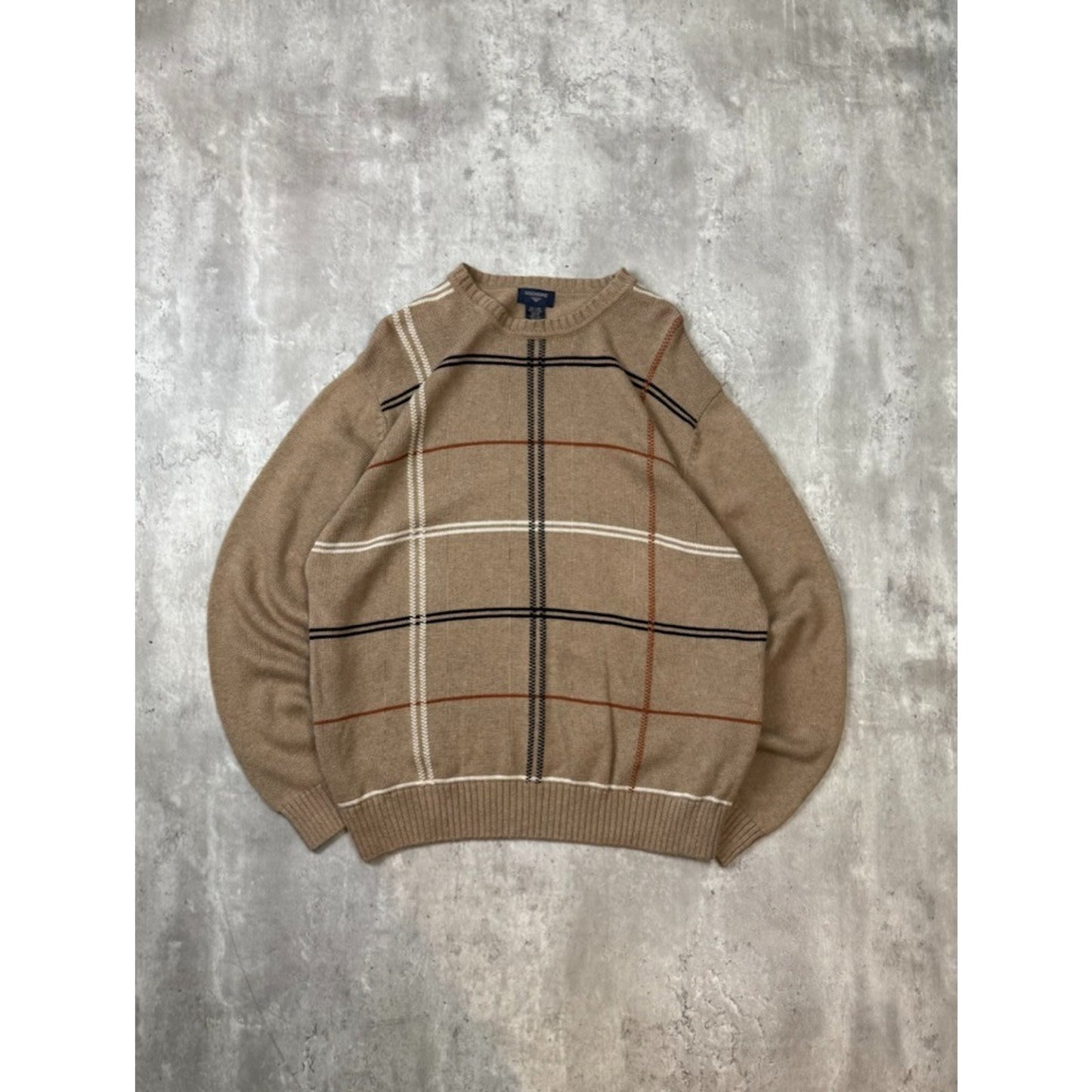 Vintage Dockers Plaid Print Pullover Ribbed Knit Sweater Size XL