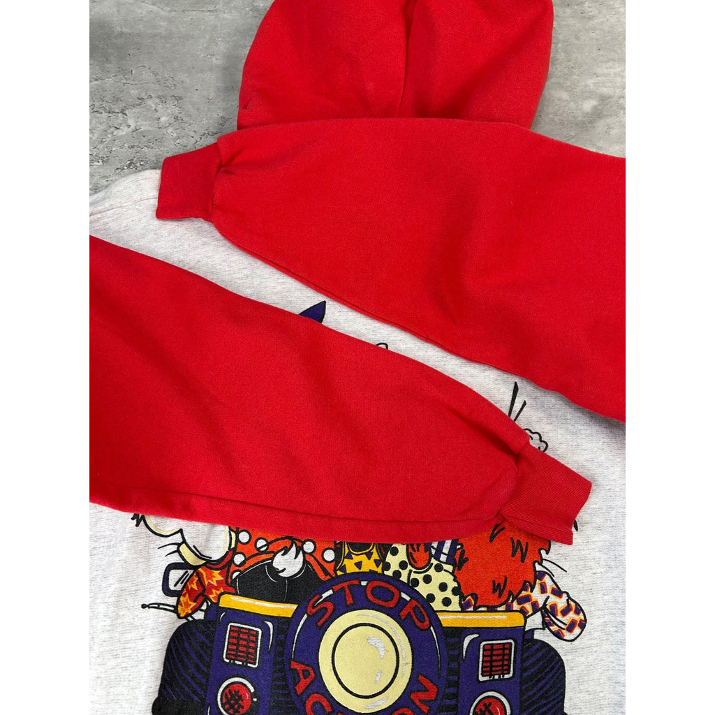 Vintage 1993 Cartoon Character Two Tone Pullover Hooded Sweatshirt Size Large